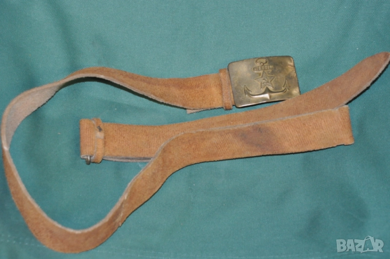 Военноморски кожен колан с тока, снимка 1