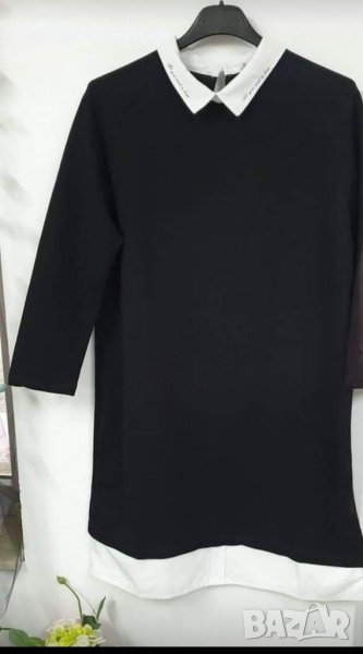 Стилна рокля с бяла якичка А силует, снимка 1