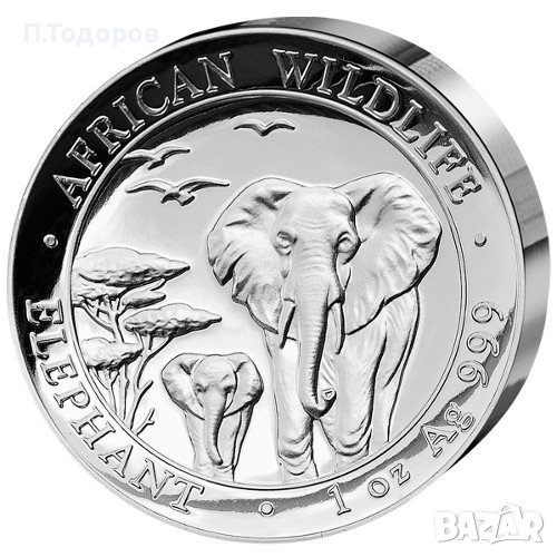 Сребро 1 oz Сомалийски Слон 2015, снимка 1