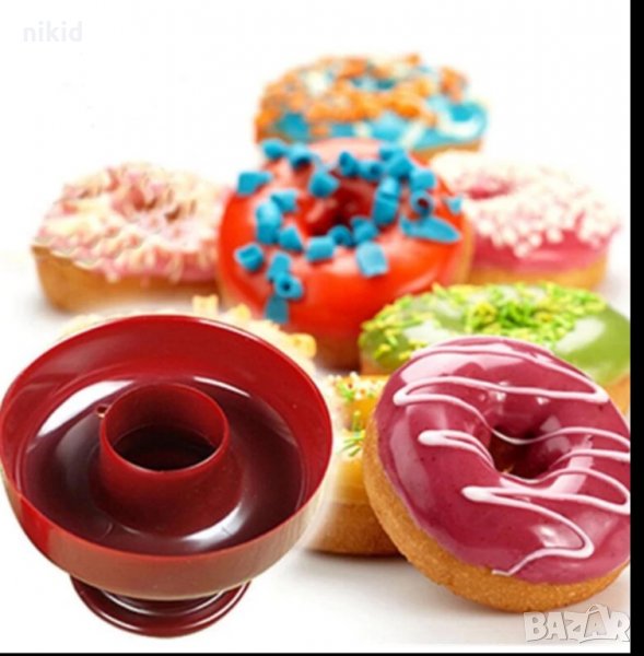 3D кръг с дупка пластмасов резец форма за поничка понички сладки фондан тесто, снимка 1