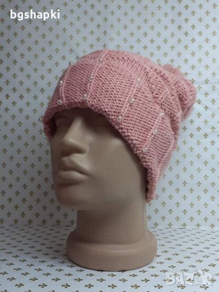 Дамска плетена шапка пепел от рози -64, снимка 1