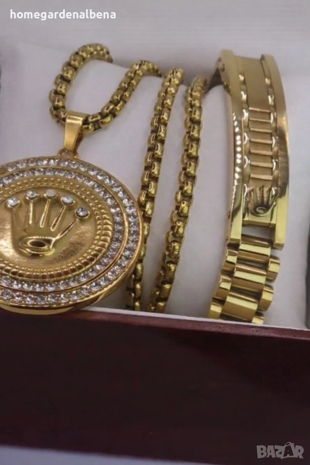 Ексклузивен комплект Rolex – Медицинска стомана и 14К златно покритие, снимка 1