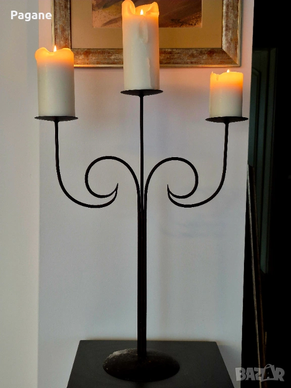  Метален свещник с винтидж дизайн – 53 см, снимка 1