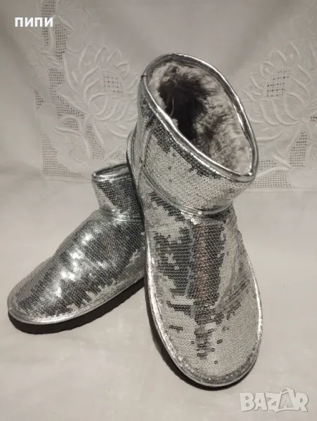 ДАМСКИ ЕКО БОТИ цвят металик, снимка 1