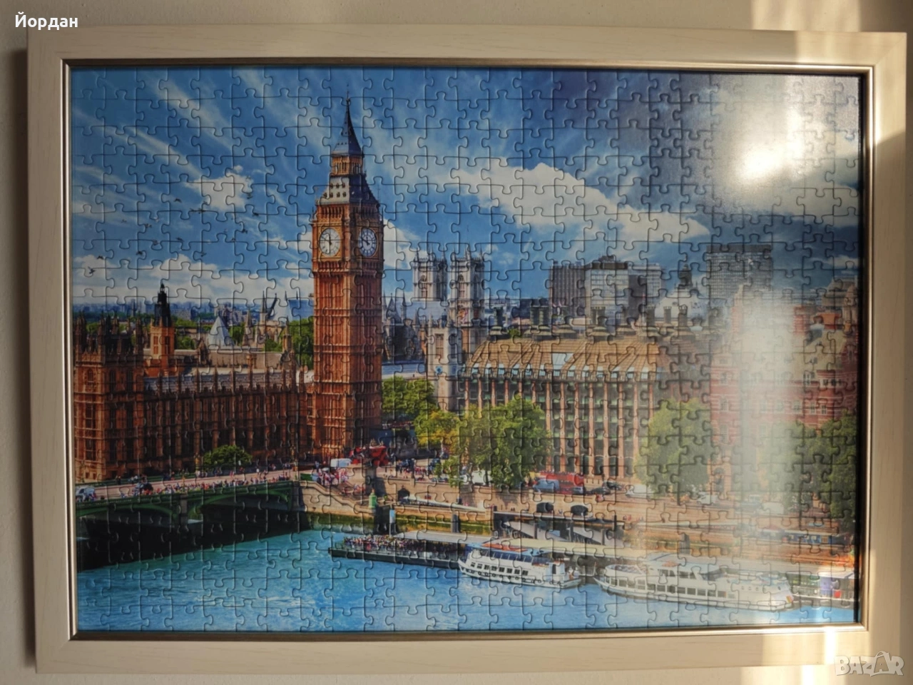​Картина от пъзел 500 ч. - Лондон (Биг Бен) в бяла рамка със стъкло, снимка 1
