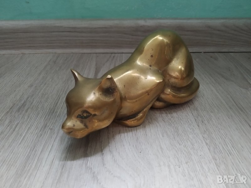 месингова статуетка-коте, снимка 1