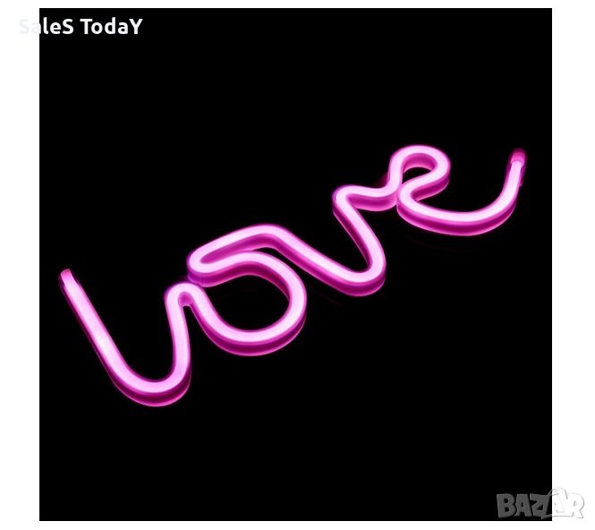 Светеща табела, Лампа Love, LED неонова лампа, USB, 35.5x13см, снимка 1