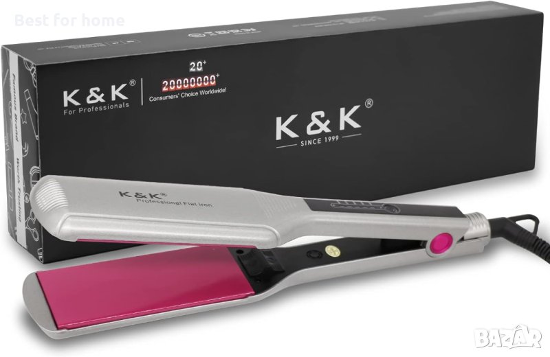 K&K Pro-Ceramic преса за коса XXL плочи, 3D плаваща турмалинова керамична плоча, снимка 1