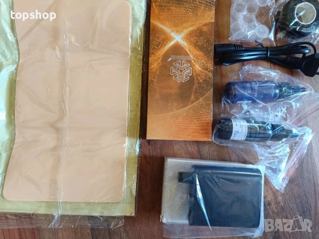 ЧИСТО НОВ комплект за татуировки, машина за татуировки, комплект ротационни писалки с патрони, захра, снимка 3 - Друга електроника - 51589011