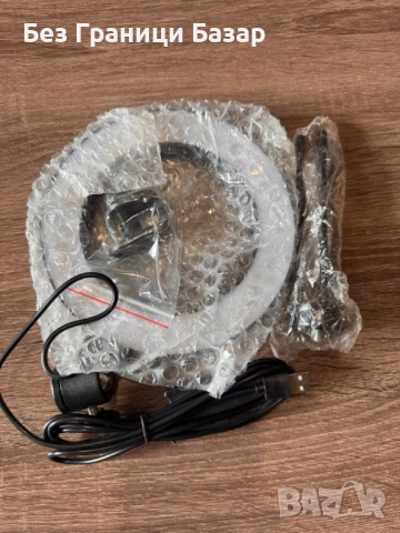 Нова Кръгла LED лампа за бюро с равномерна светлина за онлайн срещи и съдържание, снимка 2 - Светкавици, студийно осветление - 53204717