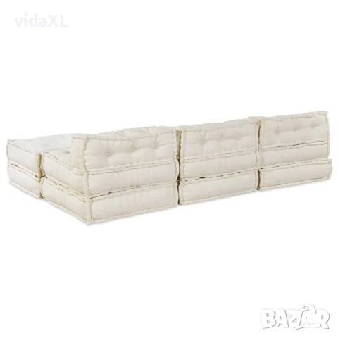 vidaXL Модулен диван Текстил Кремаво 210 x 140 x 56 см, снимка 7 - Дивани и мека мебел - 56147001