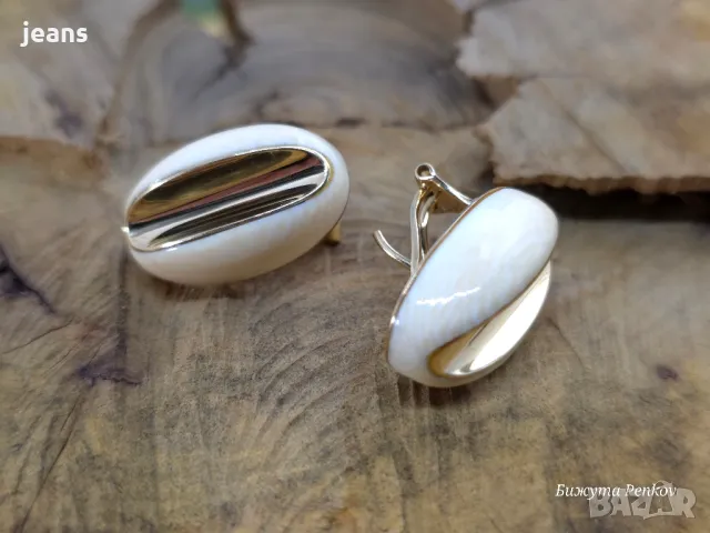 Винтидж обеци от 60те злато 18 карата и слонова кост, снимка 15 - Обеци - 48676939