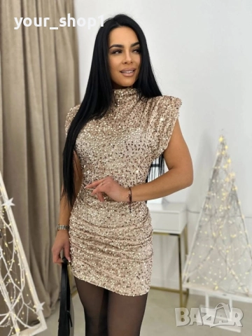 Елегантна къса рокля с пайети блясък  гол гръб , снимка 2 - Рокли - 52671698