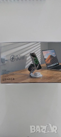 EXW Сгъваема магнитна безжична зарядна станция 3 в 1 (MagSafe съвместима), снимка 4 - Безжични зарядни - 53330919
