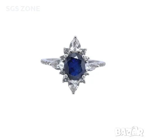 Оригинален Сребърен Пръстен със Сапфири, Рубини, Изумруди , снимка 4 - Пръстени - 49750474