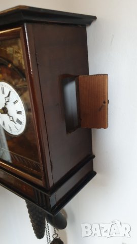 Стенен часовник Бидермайер Шварцвалд - дърво, порцелан, снимка 7 - Антикварни и старинни предмети - 44497307