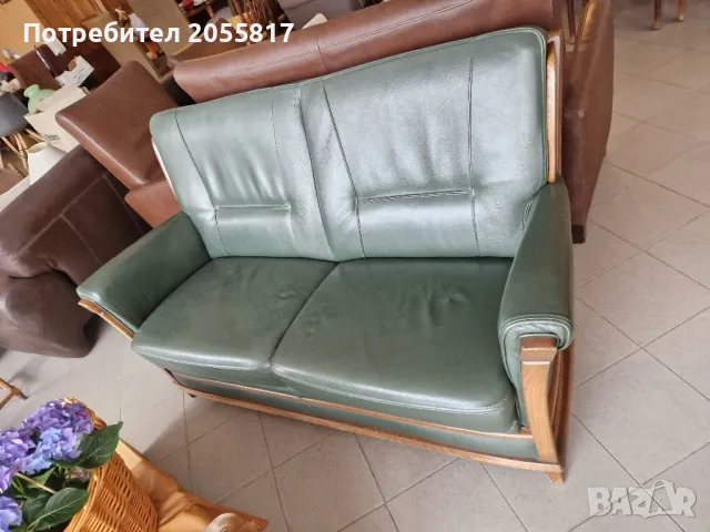Диван двойка #естествена кожа #масив, снимка 2 - Дивани и мека мебел - 49672889