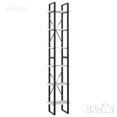 vidaXL 6-етажна библиотека, бяла, 40x30x210 см, ПДЧ（SKU:806497, снимка 1