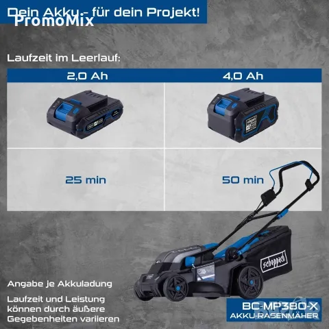 Акумулаторна косачка Scheppach BC-MP380-X 20V 38см Косене Събиране на трева Мулчиране, снимка 6 - Градинска техника - 55722483