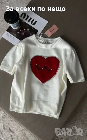 Дамска блуза с къс ръкав фино плетиво Miu Miu Код A366, снимка 3 - Блузи с дълъг ръкав и пуловери - 48361899