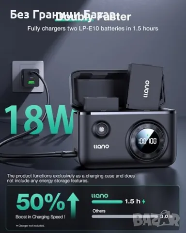 Нов Двоен комплект батерии и бързо зарядно за Canon EOS Rebel T3 T5 T6 T7, снимка 2 - Чанти, стативи, аксесоари - 48716134