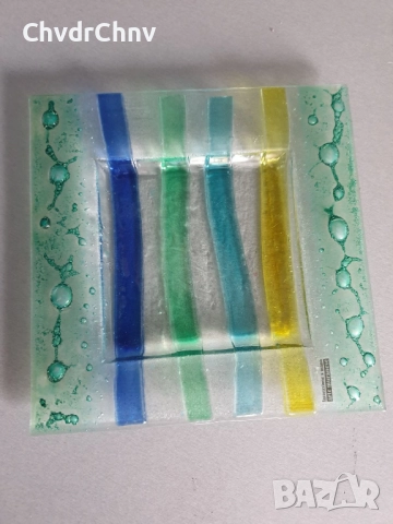 2бр Murano пепелници 17см-20см/стар италиански стъклен пепелник/квадратна чиния от Мурано стъкло, снимка 8 - Декорация за дома - 48069584