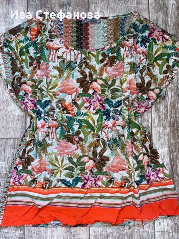 Уникална блуза тропик розаво фламинго 2XL , снимка 2 - Тениски - 37826946