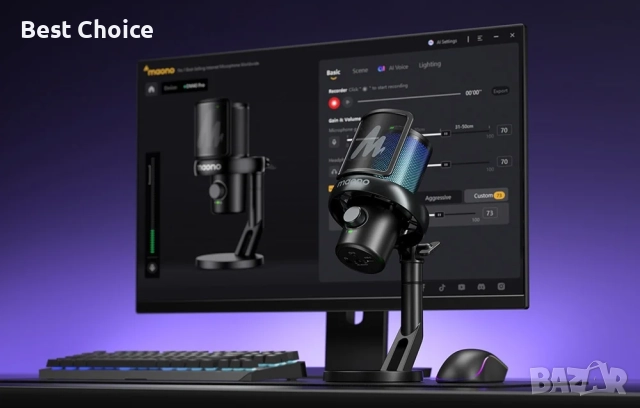 Гейминг Maono DM40 Pro безжичен USB кондензаторен микрофон за PC, PlayStation и др., снимка 3 - Микрофони - 52869726