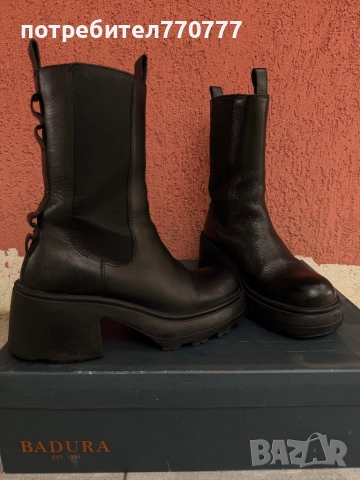 Черни ботуши естествена кожа badura