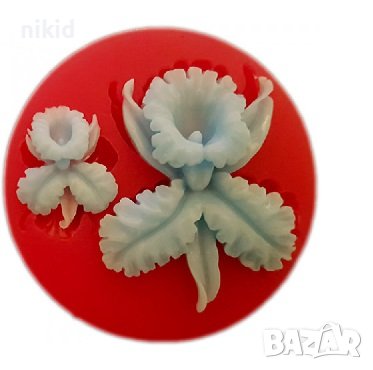 Малка и голяма орхидея с листа силиконов молд форма фондан гипс декор , снимка 2 - Форми - 39977652