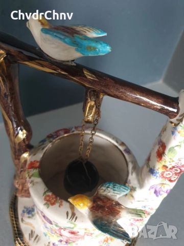 H.Bequet статуетка 21см/стара белгийска порцеланова фигура/кладенец с птици, снимка 8 - Статуетки - 48146090