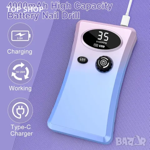 Акумулаторна пила за нокти Cadrim с аксесоари, снимка 4 - Електрически пили за пети - 48668308