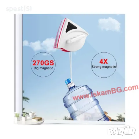 Уред за почистване на прозорец,С магнит, Двустранно, снимка 7 - Мопове, кофи, четки и метли - 49498003