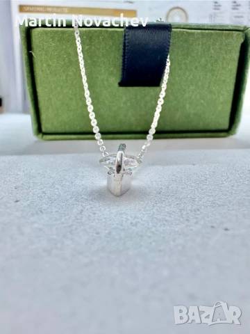 Сребърно колие с мойсанит (Диамант) 1 карат, снимка 8 - Колиета, медальони, синджири - 53331638