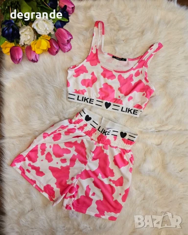 Дамски комплект от две части в РОЗОВО и ЧЕРНО, снимка 6 - Комплекти - 51129080