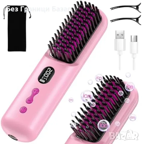 Нова USB зареждаща се четка за изправяне, анти-фриз ефект за жени коса