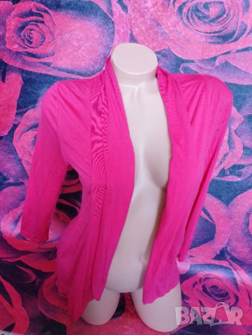 Ярко розова тънка жилетка от трико С/М, снимка 4 - Жилетки - 37749256