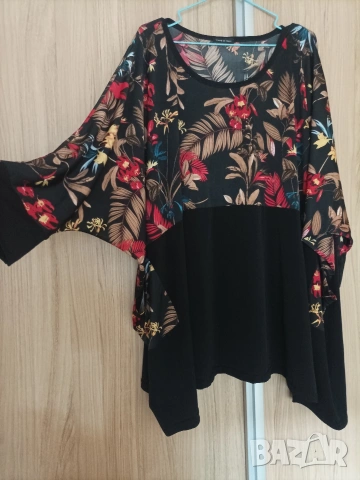 Макси флорална блуза/туника с джобове , снимка 4 - Туники - 54308759