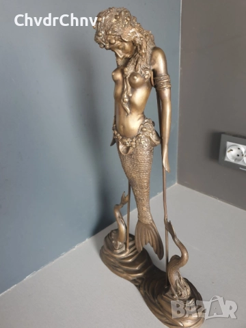 46см-5кг статуетка/бронзова скулптура/стара фигура на русалка/риба кай, снимка 3 - Статуетки - 52469620