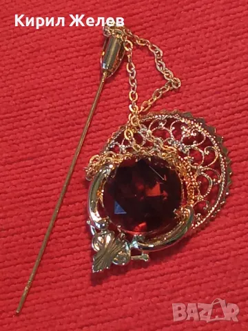 ШАРМАНТНА АРИСТОКРАТИЧНА ПОЗЛАТЕНА РЕТРО СТИЛ БРОШКА АРТ ИГЛА ЗАБОДКА с ФАСЕТИРАН ЦИТРИН 48808, снимка 11 - Други - 48734344