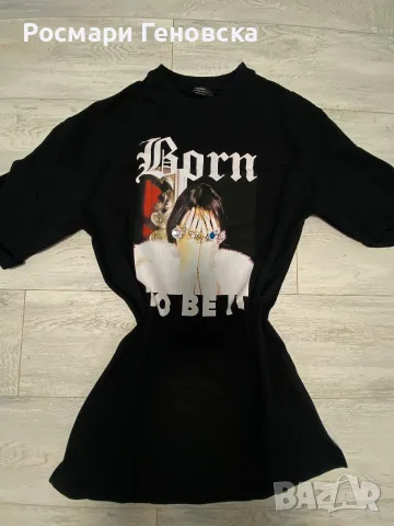 Bershka oversized тениска/рокля, размер S, черна