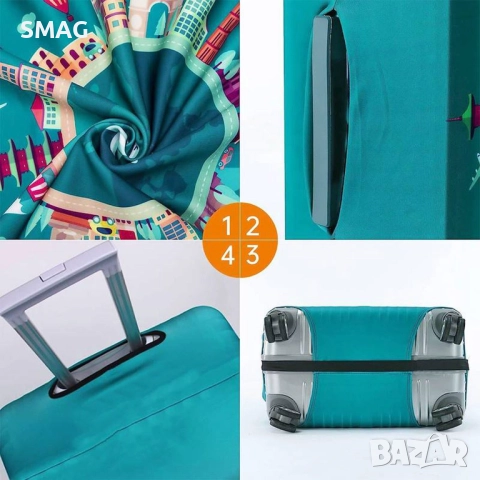 Защитно покривало за куфар, зелено с щампа на световни забележителности_1237142, снимка 2 - Други - 52305962