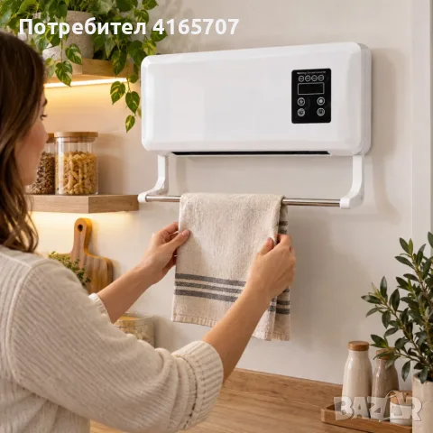 Стенна печка за топло и студено с поставка за кърпи
