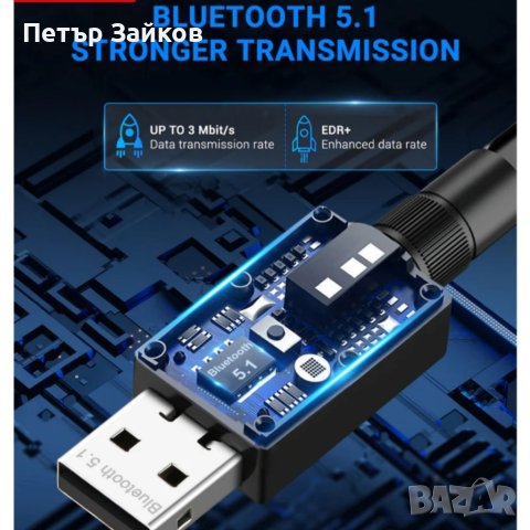 Bluetooth 5.0/5.1 адаптер, снимка 5 - Мрежови адаптери - 40458744