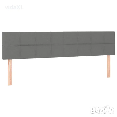 vidaXL LED горна табла за легло, тъмносива, 200x5x78/88 см, плат, снимка 4 - Тоалетки - 56146672