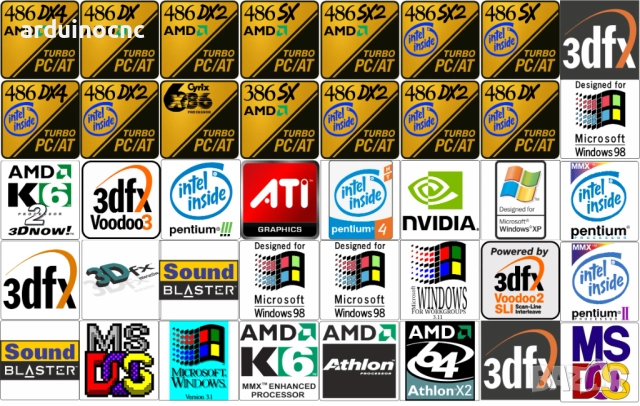 Ретро емблеми за компютърни кутии – 8088, 286, 386, 486, Pentium, K6, Voodoo, Sound Blaster, снимка 3 - Други - 52361715