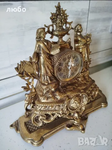 Бронзов Каминен Часовник със Свещник-70 Години Със Кварцов Механизъм Работи Перфектно , снимка 13 - Антикварни и старинни предмети - 48730927