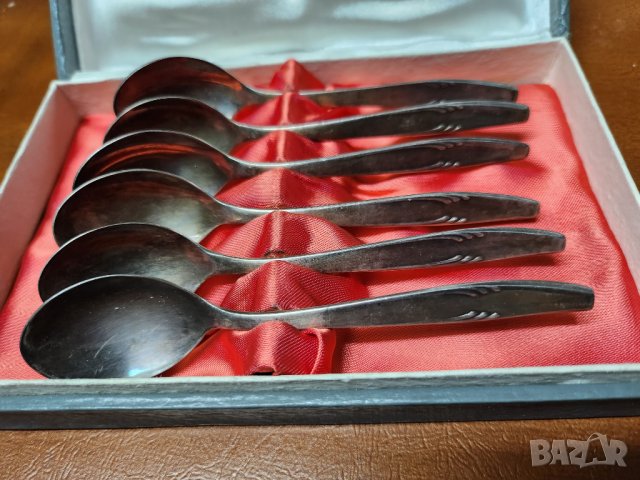 лъжички за чай / за кафе, 2 комплекта по 6 броя, посребрени от мелхиор, нови, произведени в СССР, снимка 2 - Прибори за хранене, готвене и сервиране - 39106975