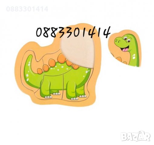 Дървен пъзел самолет, камион, динозавър, куче и котка , снимка 5 - Образователни игри - 30766889