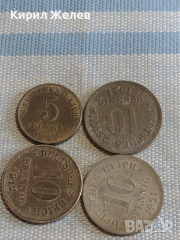 Четири монети DEUTCHES REICH PFENNIG Германия стари редки за КОЛЕКЦИЯ 31512, снимка 1 - Нумизматика и бонистика - 44636392
